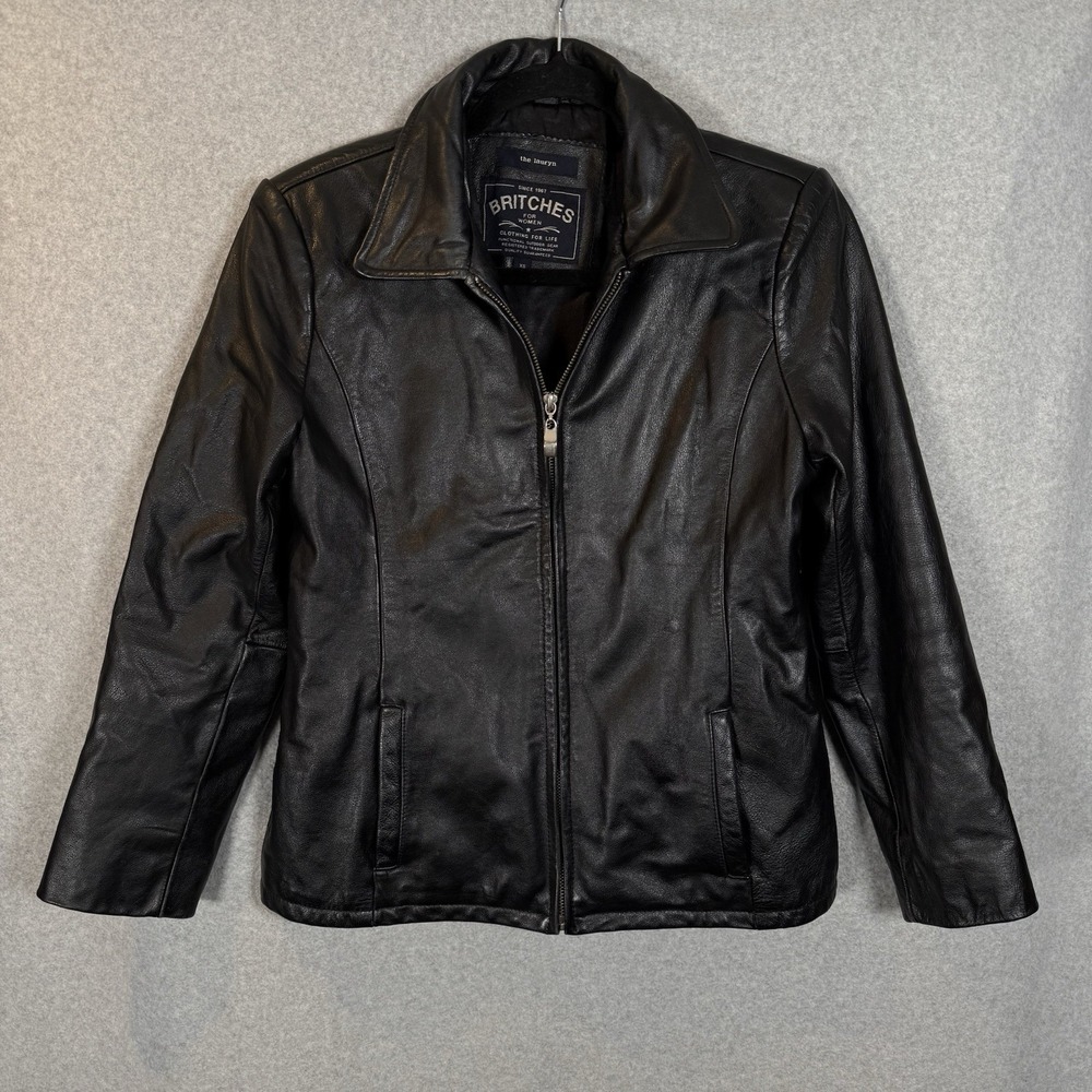 Britches leather jacket‎ womens XL full zip black fitted